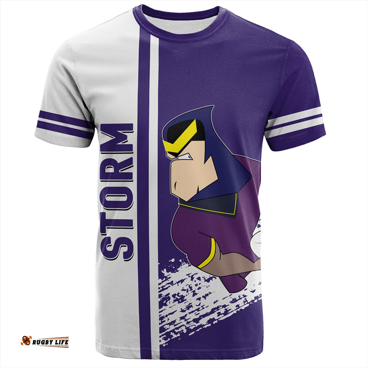 Amazing Aussie Melbourne Storm T-Shirt - Melbourne Storm Mascot Quater Style
