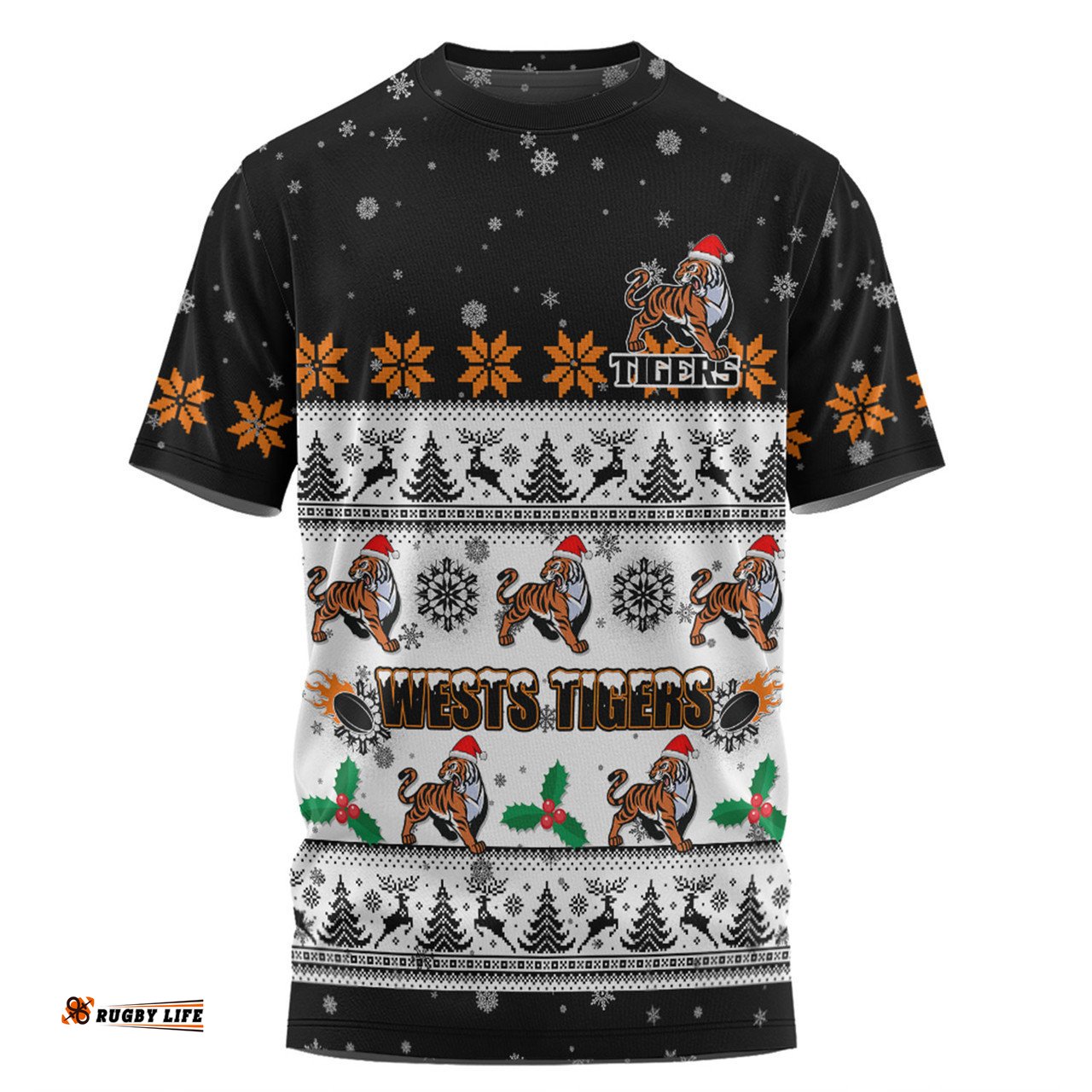 Amazing Aussie Wests Tigers Christmas Custom T-shirt - Special Ugly Christmas T-shirt
