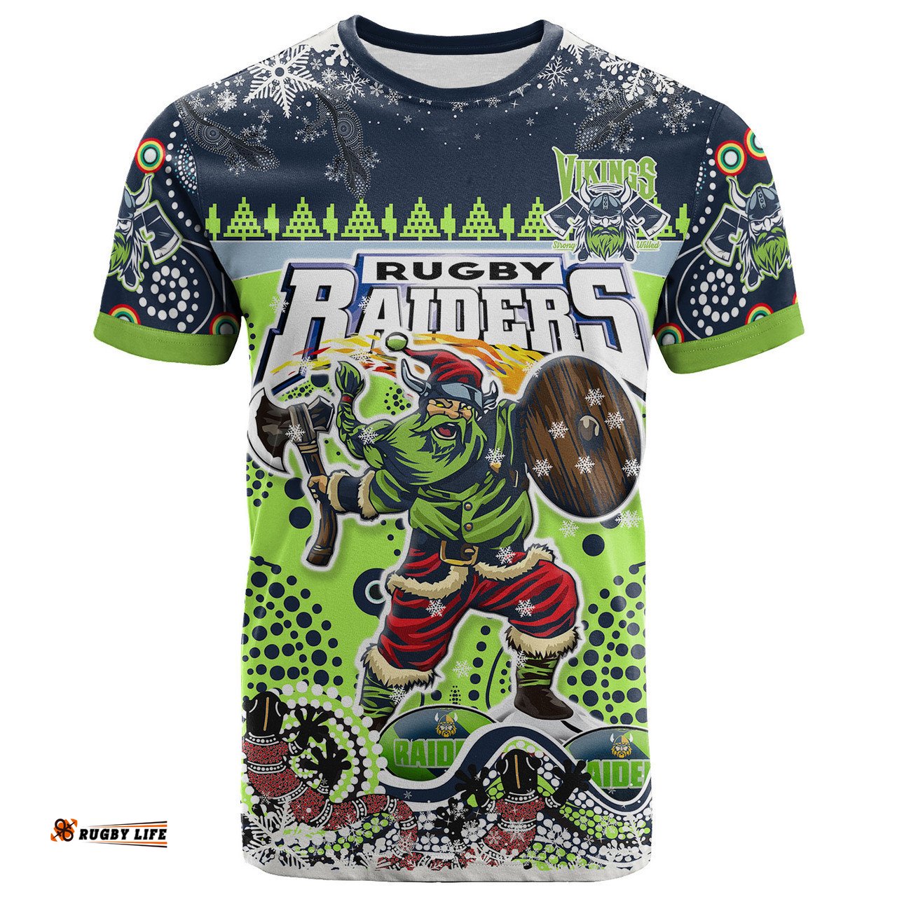 Amazing Aussie Canberra Raiders Christmas T-Shirt - Custom Merry Viking Canberra Raiders Christmas Indigenous T-Shirt