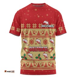 Amazing Aussie Redcliffe Dolphins Christmas Custom T-shirt - Special Ugly Christmas T-shirt