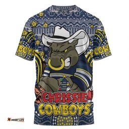 Amazing Aussie North Queensland Cowboys Christmas Custom T-shirt - Christmas Knit Patterns Vintage Jersey Ugly T-shirt