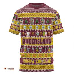 Amazing Aussie Queensland Christmas Custom T-shirt - Happy Chrissie Ugly Style T-shirt
