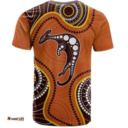 Amazing Aussie Australia T-Shirt Aboriginal Art With Kangaroo