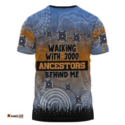 Amazing Aussie Australia Aboriginal T-shirt - Walking with 3000 Ancestors Behind Me Blue Patterns T-shirt