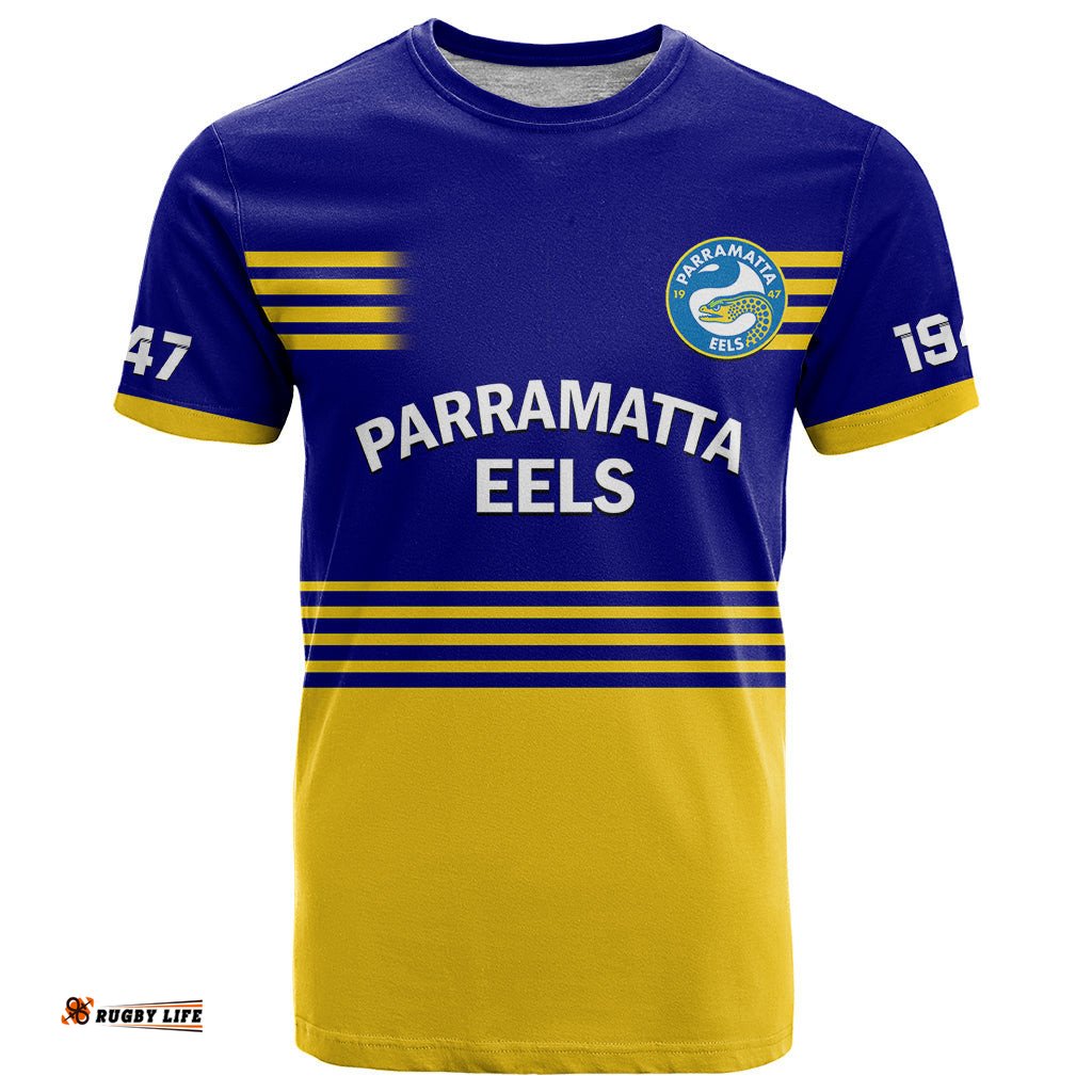 personalised eels rugby t shirt parramatta 1947 dynamic blue