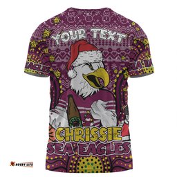 Amazing Aussie Manly Warringah Sea Eagles Christmas Custom T-shirt - Christmas Knit Patterns Vintage Jersey Ugly T-shirt