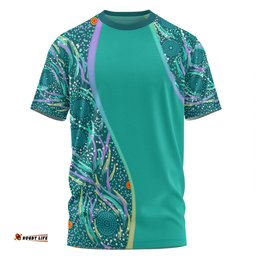 Amazing Aussie Australia Aboriginal Custom T-shirt - Turquoise Dot Dreamtime T-shirt