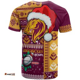 Amazing Aussie Brisbane Broncos T-shirt - Custom Christmas Snowflakes Brisbane Broncos Mascot T-shirt