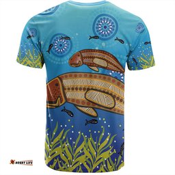 Amazing Aussie Australia Aboriginal T-shirt - Mother And Baby Dugong Aboriginal Art Inspired T-shirt