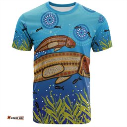 Amazing Aussie Australia Aboriginal T-shirt - Mother And Baby Dugong Aboriginal Art Inspired T-shirt