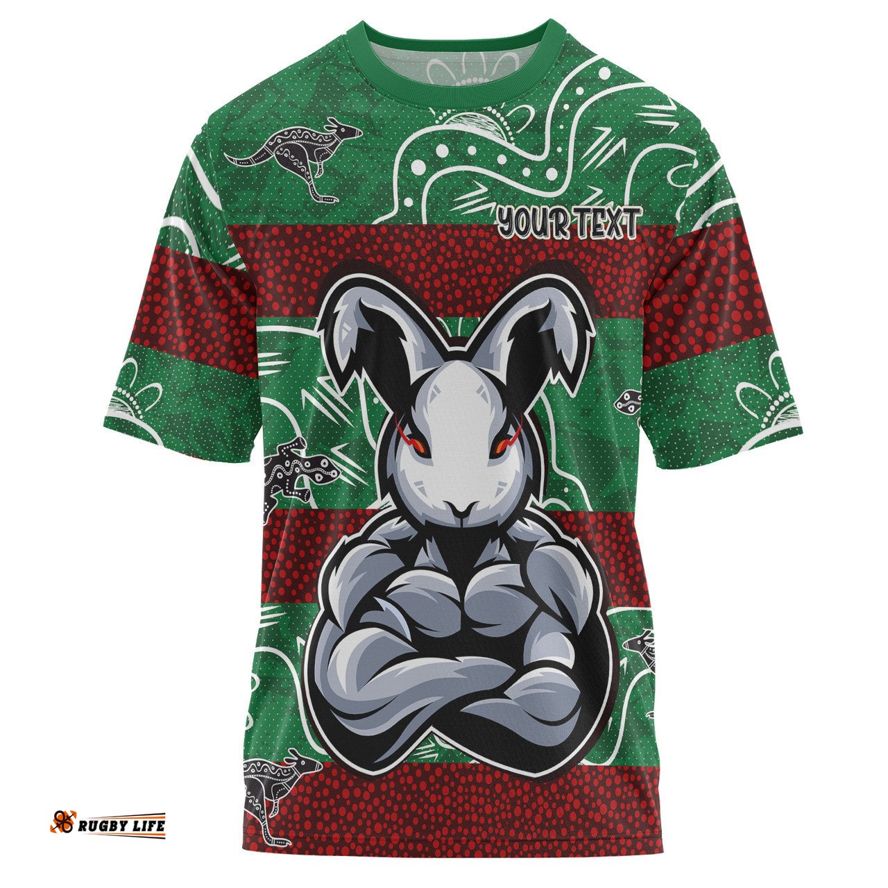 Amazing Aussie South Sydney Rabbitohs T-shirt - Custom Indigenous Super Bunnies T-shirt