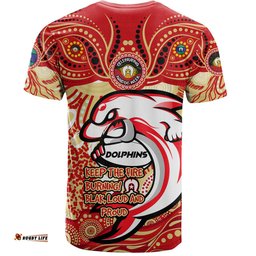 Amazing Aussie Redcliffe Dolphins T-Shirt Celebrating Naidoc Week 2024 Aboriginal Dot Art Inspired