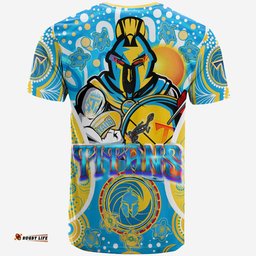 Amazing Aussie Gold Coast Titans Custom T-Shirt - Titans Pride With Aboriginal Dot Art Personalised Player And Number T-Shirt