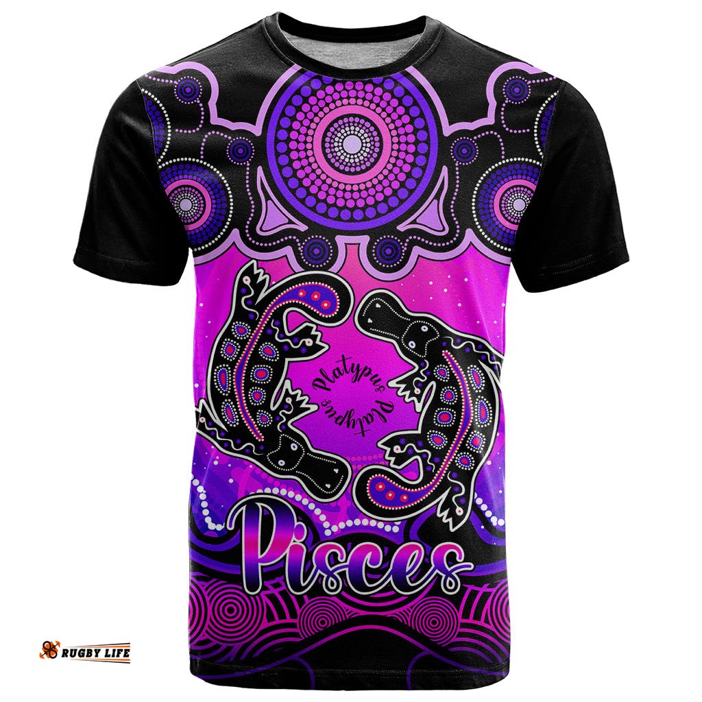 personalised australia pisces platypus zodiac t shirt auz astrology aboriginal magenta