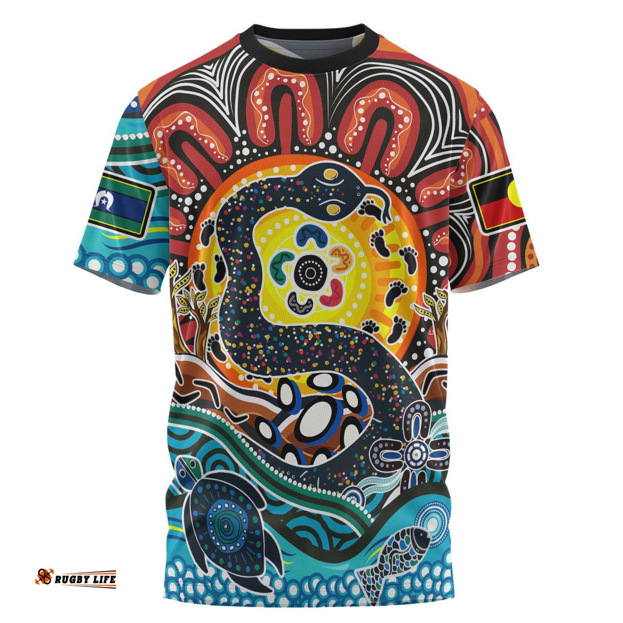 Amazing Aussie Australia Rainbow Serpent Aboriginal T-shirt - Dreamtime Rainbow Serpent T-shirt