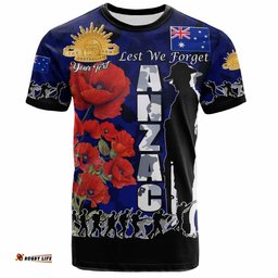 Amazing Aussie Australia  Anzac Custom T-shirt - Anzac day Lest We Forget With Poppies And Camo Pattern T-shirt