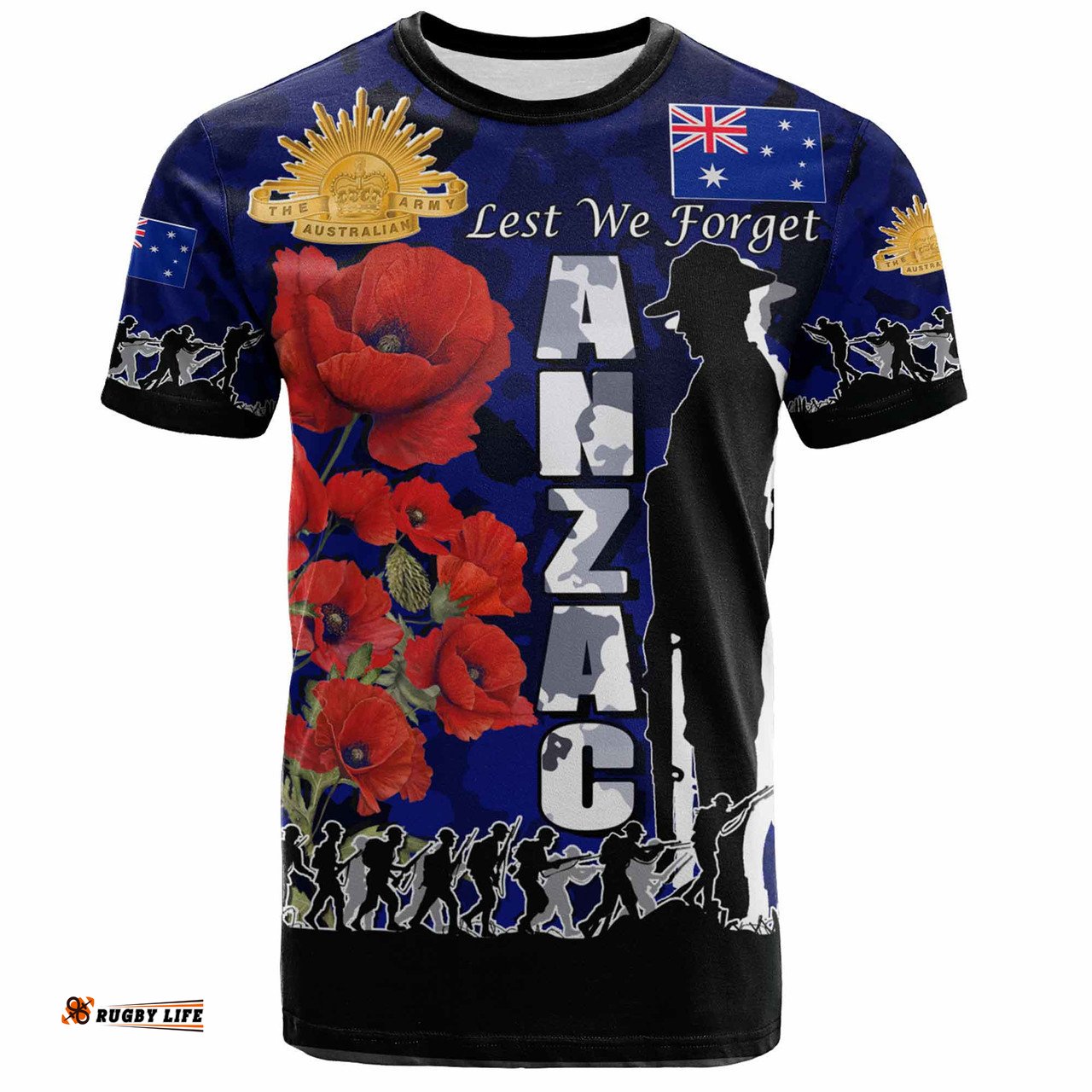 Amazing Aussie Australia  Anzac Custom T-shirt - Anzac day Lest We Forget With Poppies And Camo Pattern T-shirt