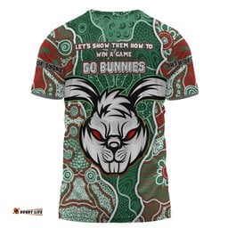 Amazing Aussie South Sydney Rabbitohs Grand Final Custom T-shirt - Custom Rabbitohs With Contemporary Style Of Aboriginal Painting T-shirt