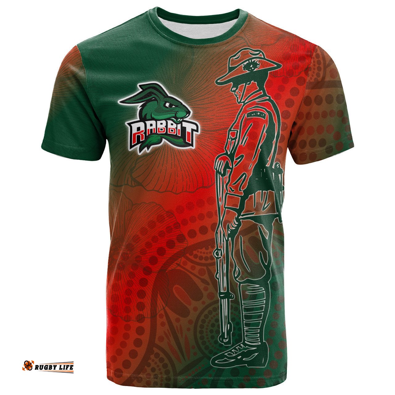 Amazing Aussie Australia Rabbitohs T-shirt - Custom Anzac Rabbit Sport With Aboriginal Inspired Patterns T-shirt