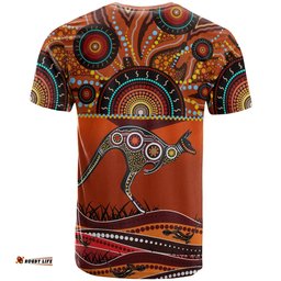 Amazing Aussie Australia Aboriginal Inspired T-Shirt - Kangaroo With Dot Painting