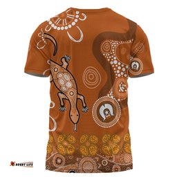 Amazing Aussie Australia Goanna Aboriginal T-shirt - Indigenous Dot Goanna (Orange) T-shirt