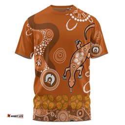 Amazing Aussie Australia Goanna Aboriginal T-shirt - Indigenous Dot Goanna (Orange) T-shirt