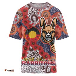 Amazing Aussie South Sydney Rabbitohs T-shirt - Custom Anzac Souths with Aboriginal Inspired Poppy Flowers T-shirt
