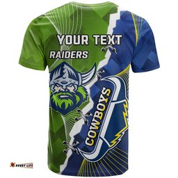 personalised cowboys and raiders rugby t shirt sporty version