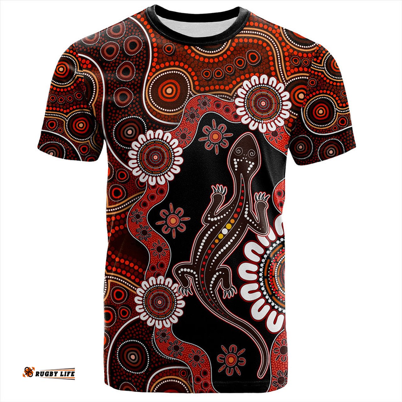 Amazing Aussie Australia T-Shirt Aboriginal Inspired Lizard Dot Painting
