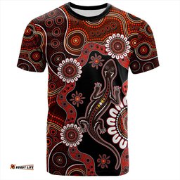 Amazing Aussie Australia T-Shirt Aboriginal Inspired Lizard Dot Painting