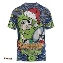 Amazing Aussie Canberra Raiders Christmas Custom T-shirt - Christmas Knit Patterns Vintage Jersey Ugly T-shirt
