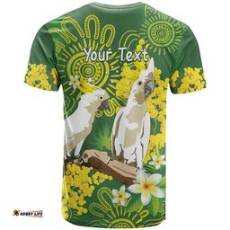 personalised australia golden wattle and cacatua galerita t shirt aboriginal art