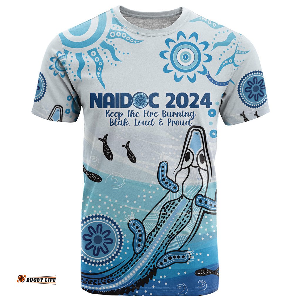 personalised keep the fire burning naidoc 2024 t shirt aboriginal dot with crocodile