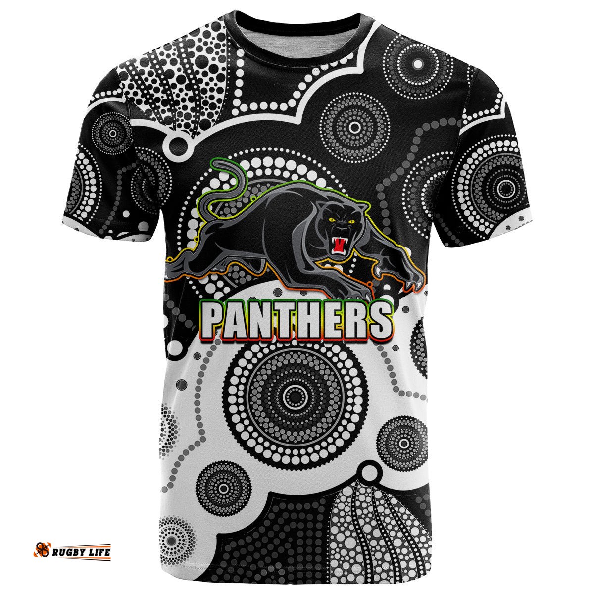 custom personalised and number panthers nrl t shirt aboriginal patterns