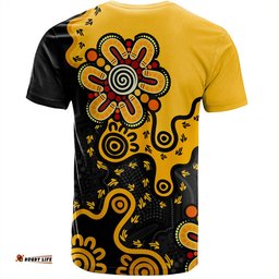Amazing Aussie Australia T-Shirt Aboriginal Style Of Background Yellow
