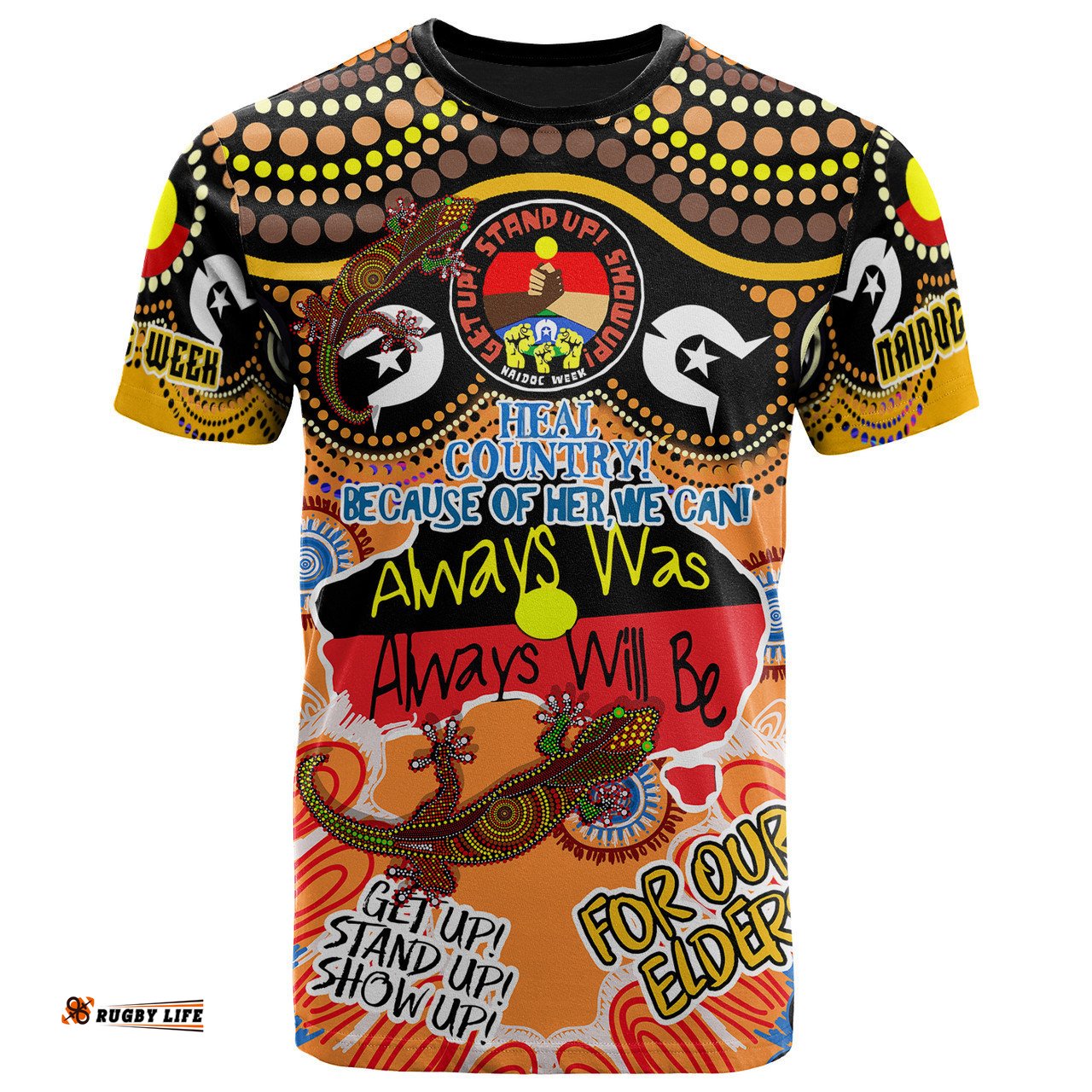 Amazing Aussie Australia Naidoc Week Custom T-shirt - Naidoc Week Timeline With Aboriginal Inspired Dot Art Painting And Aussie Gecko