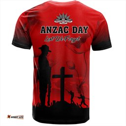 Amazing Aussie Australia T-Shirt Anzac Day Lest We Forget Red Poppy