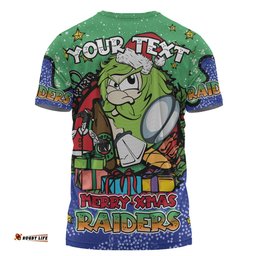 Amazing Aussie Canberra Raiders Christmas Custom T-shirt - Merry Christmas Our Beloved Team With Aboriginal Dot Art Pattern T-shirt