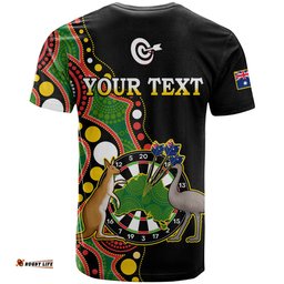 custom personalised australia darts indigenous art mix kangaroo and emu t shirt