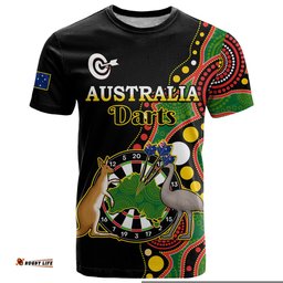 custom personalised australia darts indigenous art mix kangaroo and emu t shirt