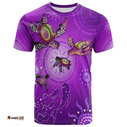 custom personalised australian aboriginal t shirt happy turtle family version purple