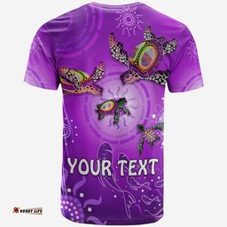 custom personalised australian aboriginal t shirt happy turtle family version purple