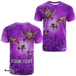 custom personalised australian aboriginal t shirt happy turtle family version purple