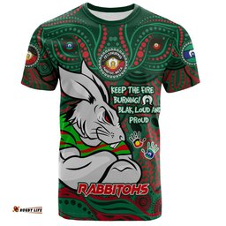 Amazing Aussie South Sydney Rabbitohs T-Shirt Celebrating Naidoc Week 2024 Aboriginal Dot Art Inspired