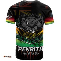 Amazing Aussie Penrith Panthers T-Shirt - Penrith Panthers Mascot With Australia Flag