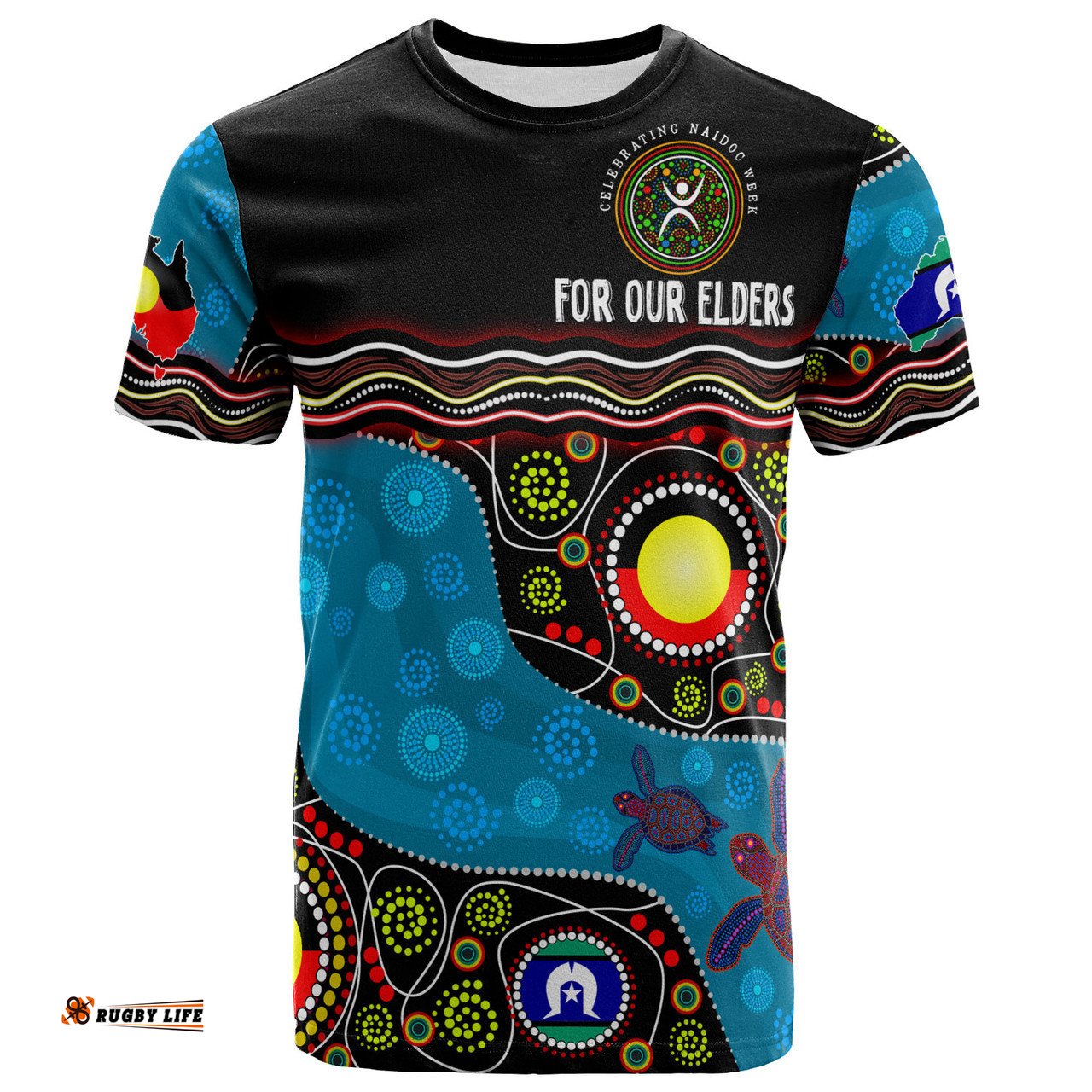 Amazing Aussie Naidoc Week T-shirt - Custom Australia Culture Art With River And Tortoise Aboriginal Inspired Dot Art T-shirt