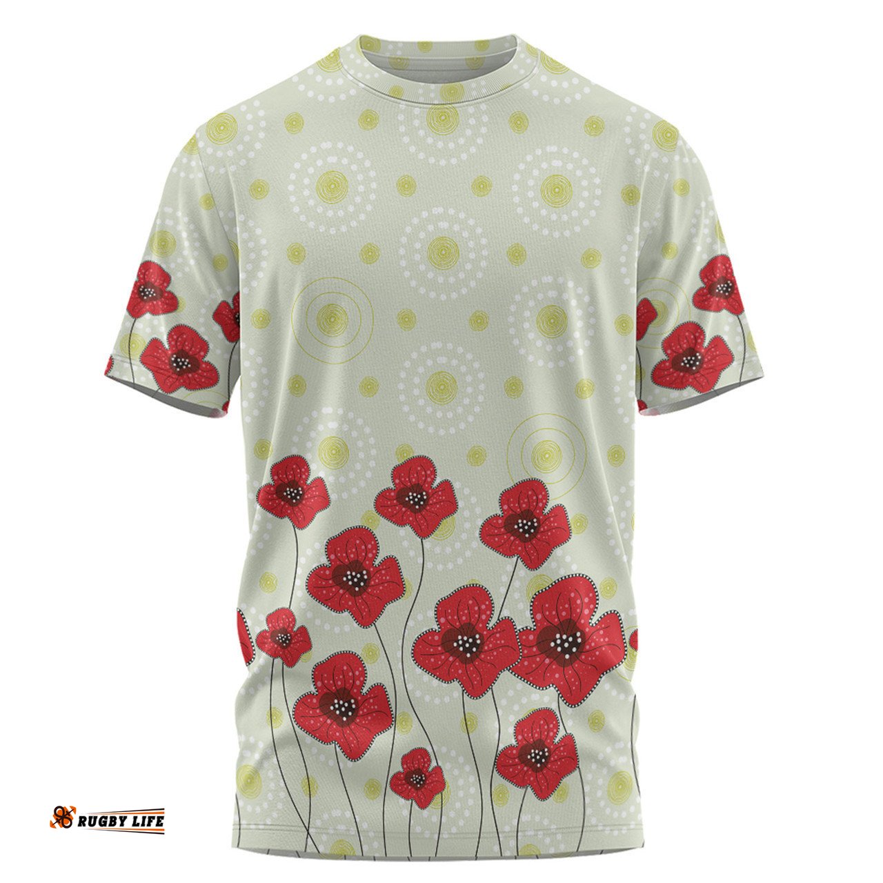 Amazing Aussie Australia Aboriginal T-shirt - Poppy Flowers Background In Aboriginal Dot Art Style T-shirt