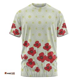 Amazing Aussie Australia Aboriginal T-shirt - Poppy Flowers Background In Aboriginal Dot Art Style T-shirt