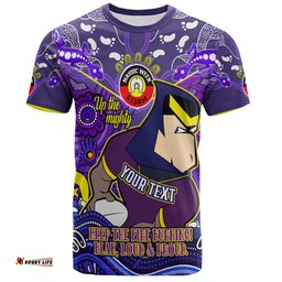 Amazing Aussie Melbourne Storm T-Shirt Custom Naidoc Keep the Fire Burning! Blak, Loud & Proud Home Jersey