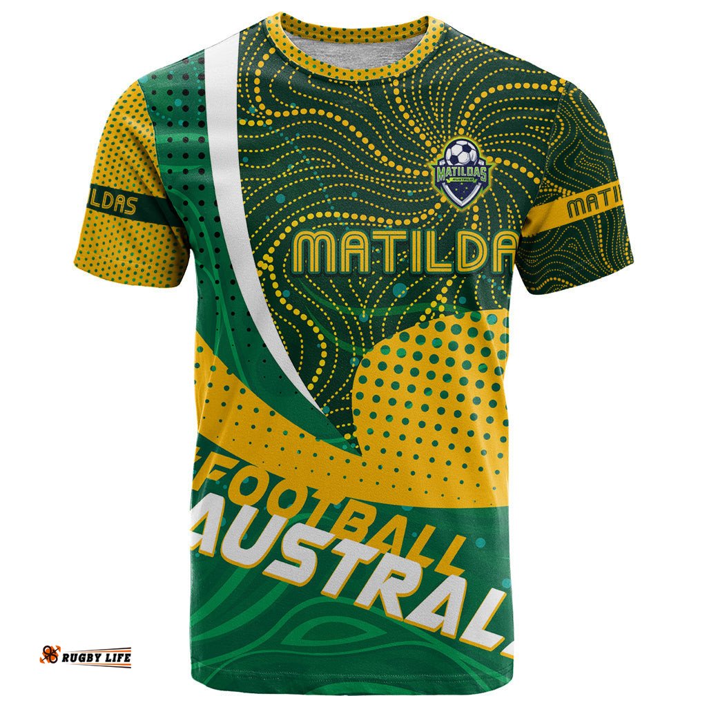 personalised matildas australia soccer t shirt aboriginal dot painting dt02